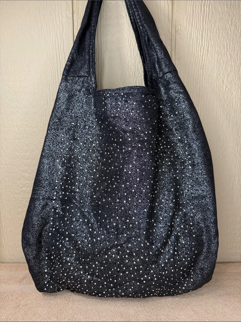 SWEET CAKES Y2K Shimmer Rhinestone Slouchy Hobo Shoulder Bag Starry Night